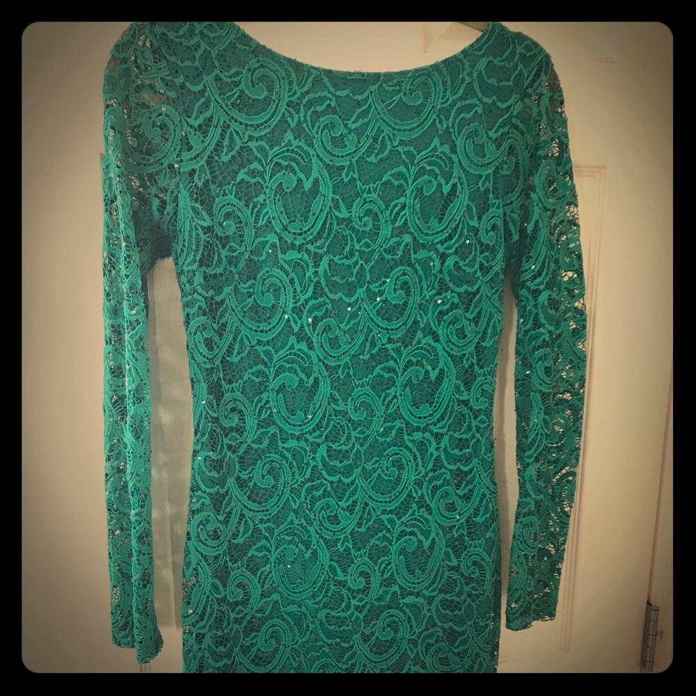 Green lace and sequin dress from Nordstrom